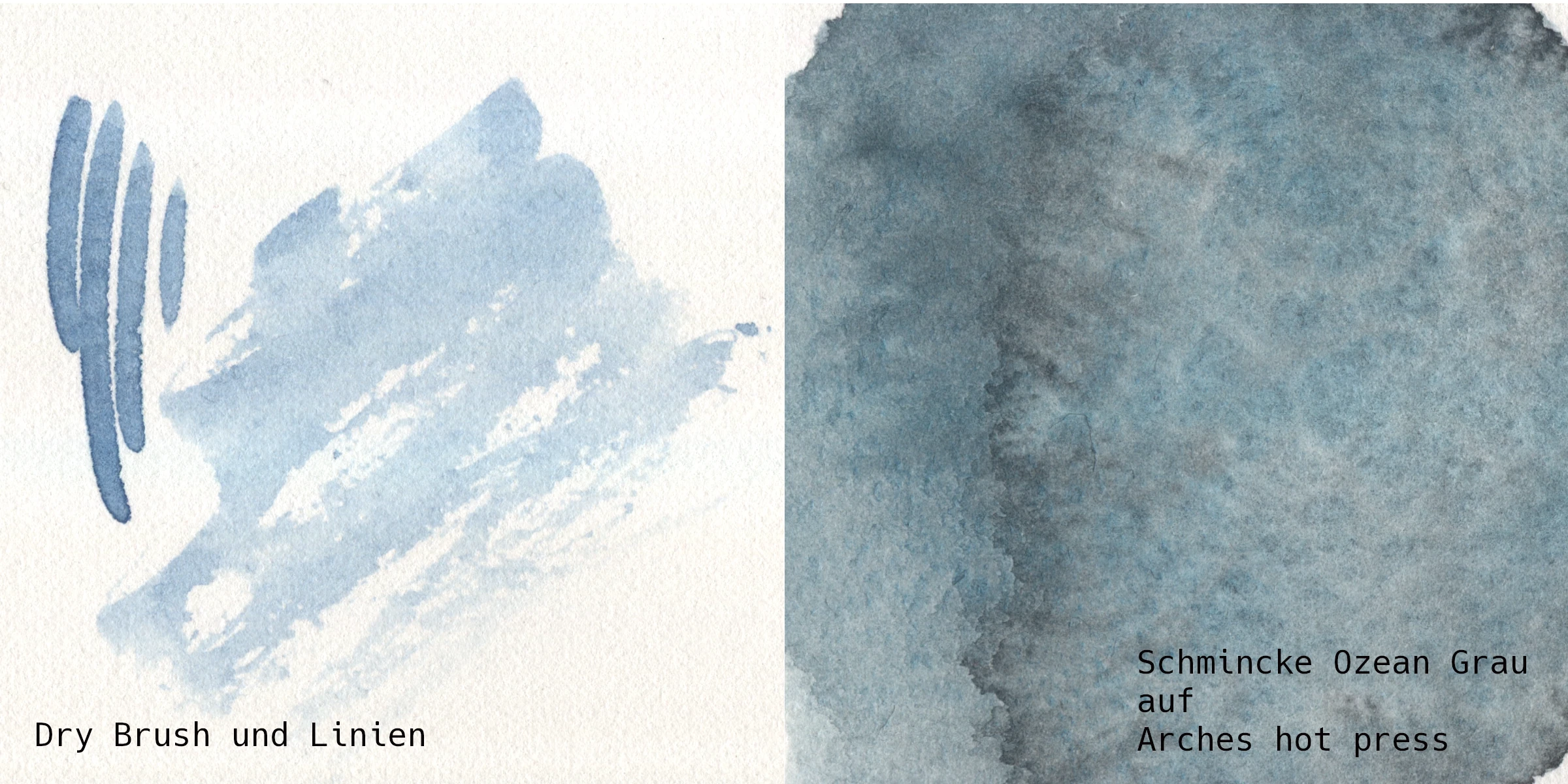 Linien, Dry Brush und Granulation auf satiniertem Aquarellpapier.