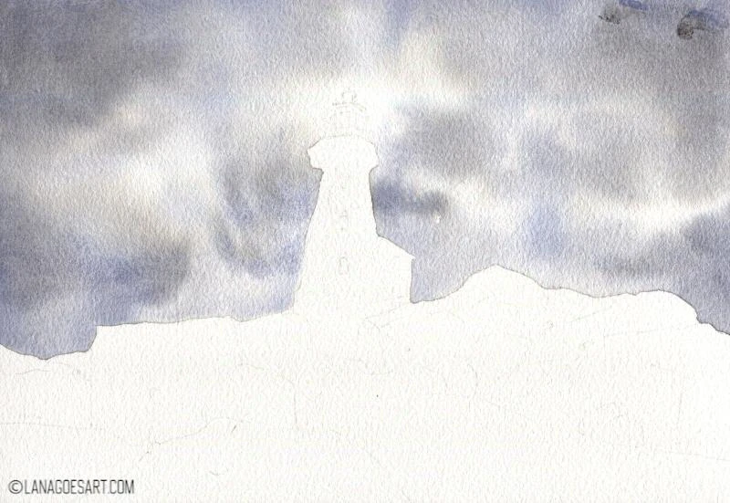 Tutorial Aquarell Leuchtturm von lanagoesart.com