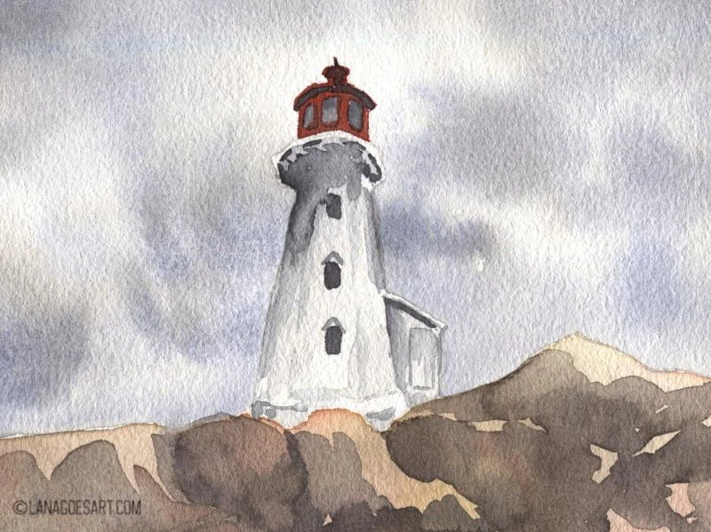Tutorial Aquarell Leuchtturm von lanagoesart.com