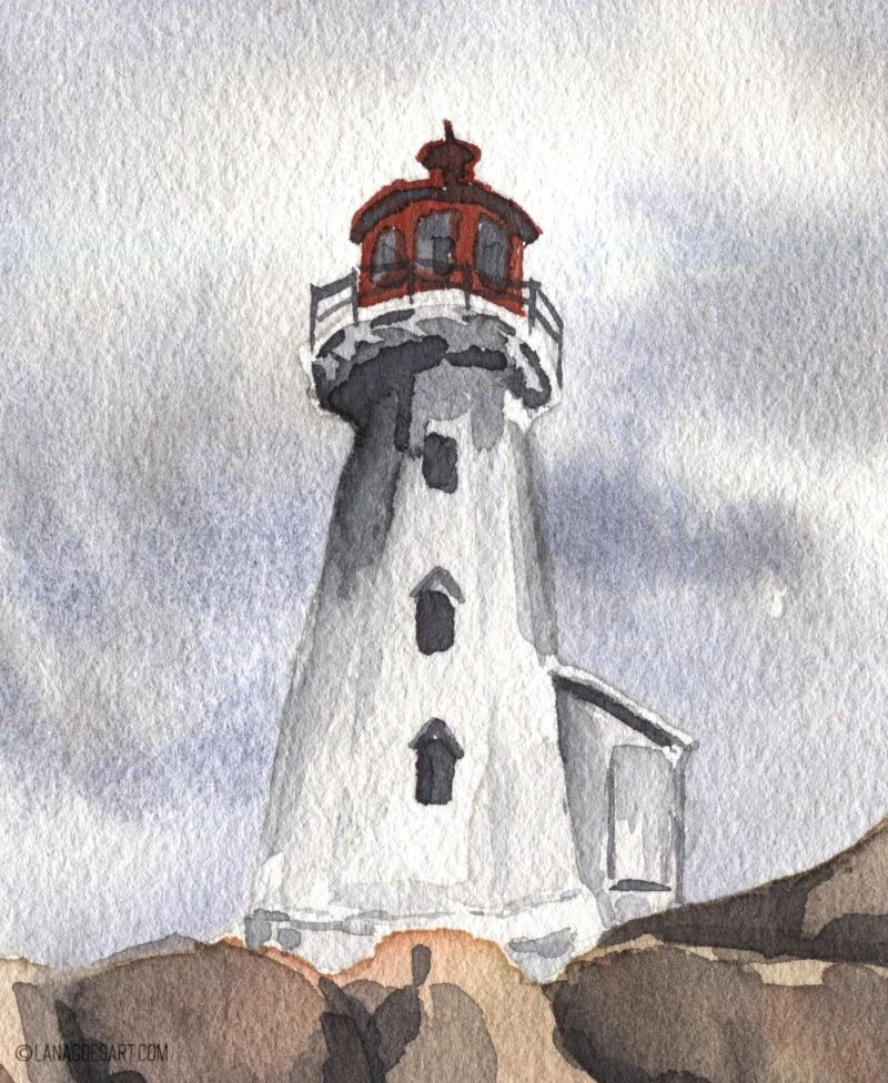 Tutorial Aquarell Leuchtturm von lanagoesart.com