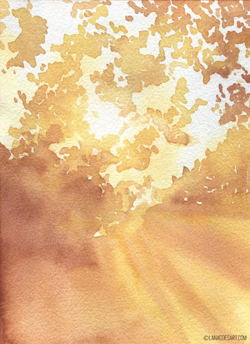 second layer of the watercolor forest tutorial