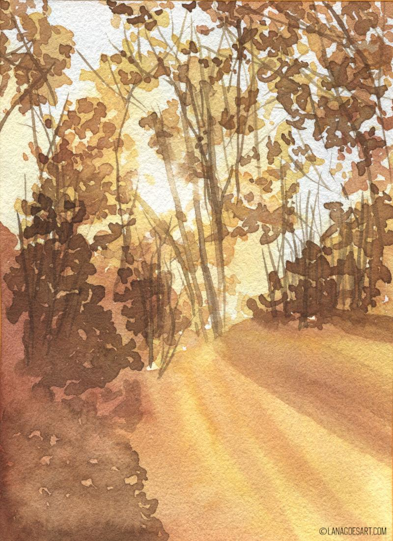 watercolor tutorial autumn forest