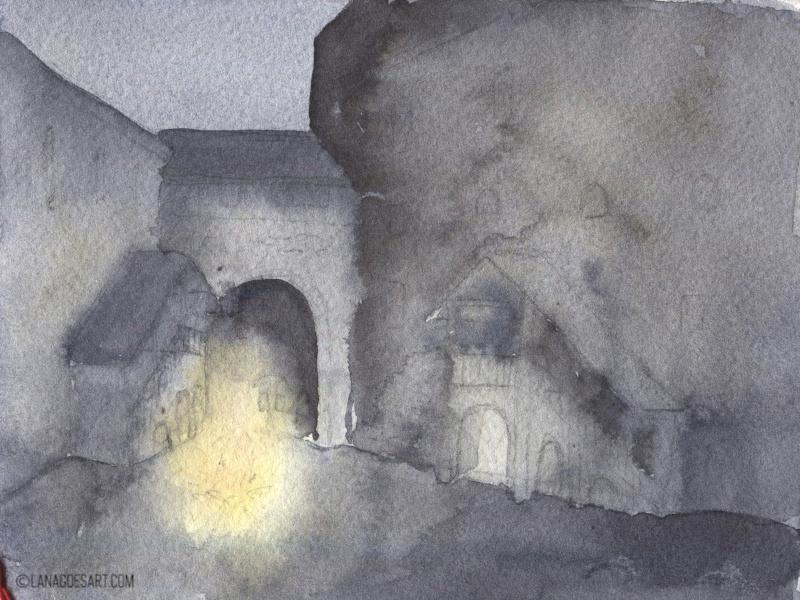 watercolor painting tutorial castle