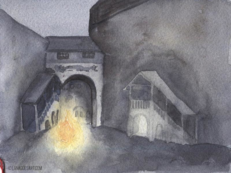 watercolor painting tutorial castle