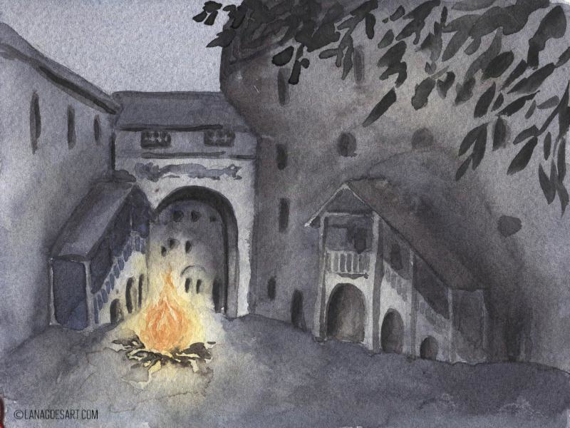 watercolor painting tutorial castle